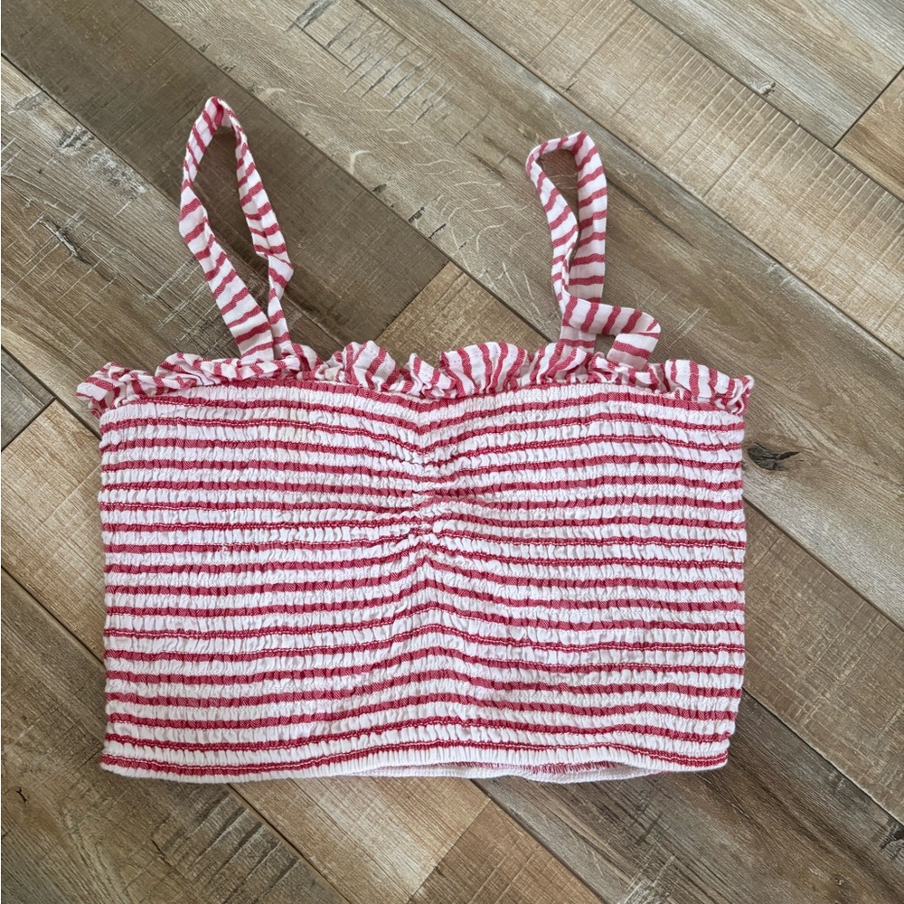 Forever 21 Pink and White Ruffled Top